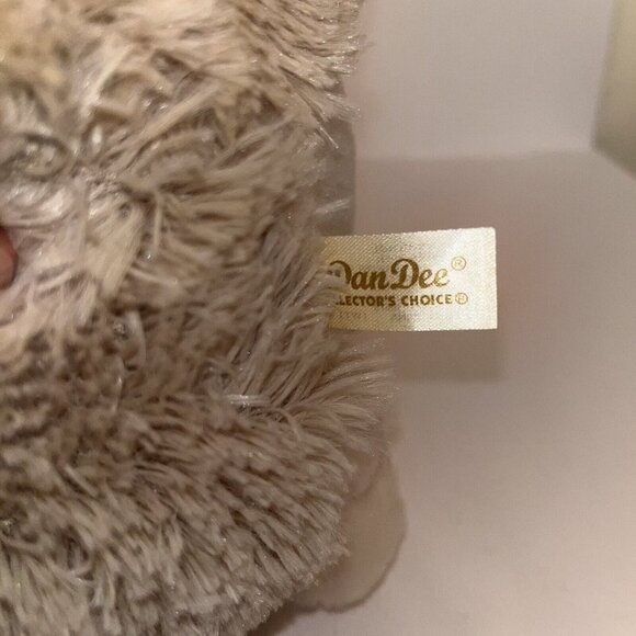 Dan Dee Bunny Rabbit Beige & Cream Stuffed Plush Animal Toy 14” Polka Dot Bow - Picture 7 of 12